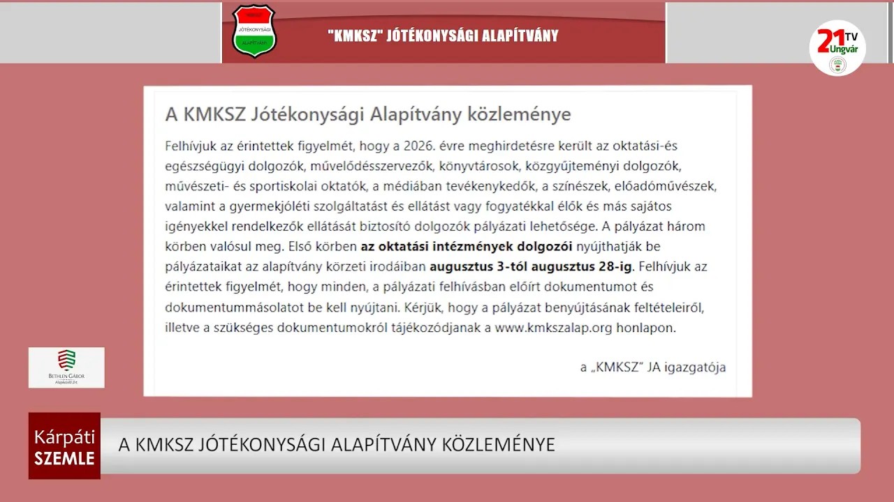 Elindult a 2026-os magyar támogatási pályázat első szakasza Kárpátalján